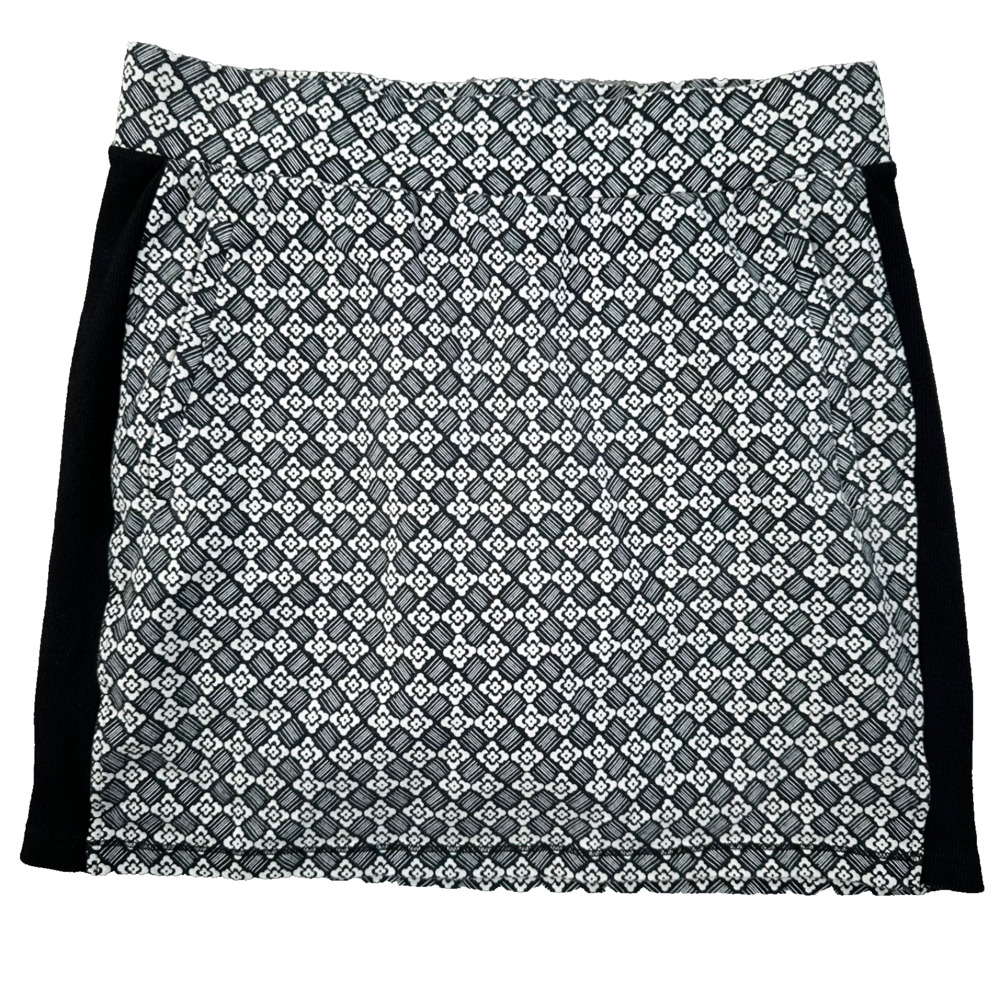 T by Talbots Skort Black/White Geometric Womens Medium Pull On Skirt Athleisure